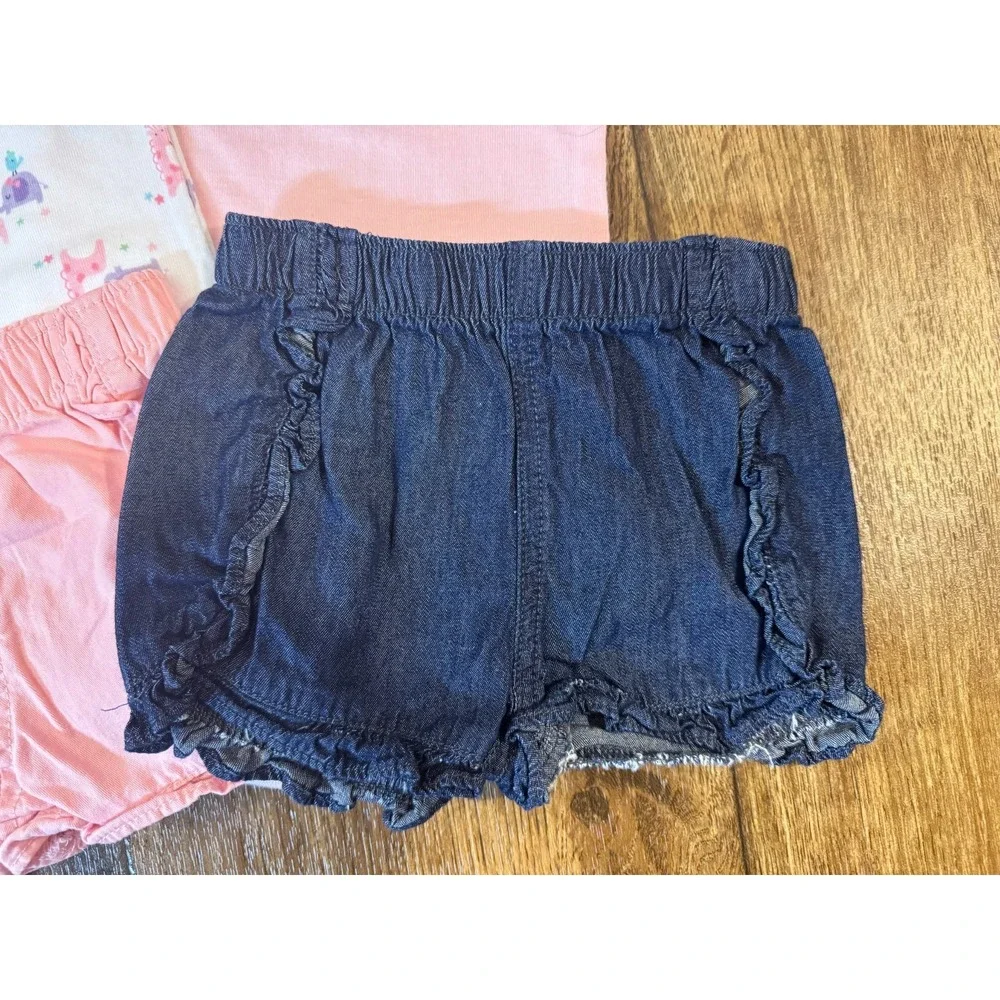 Baby Infant Girl Clothes 3/6 Months Bodysuits Summer Denim Shorts Bundle Outfits